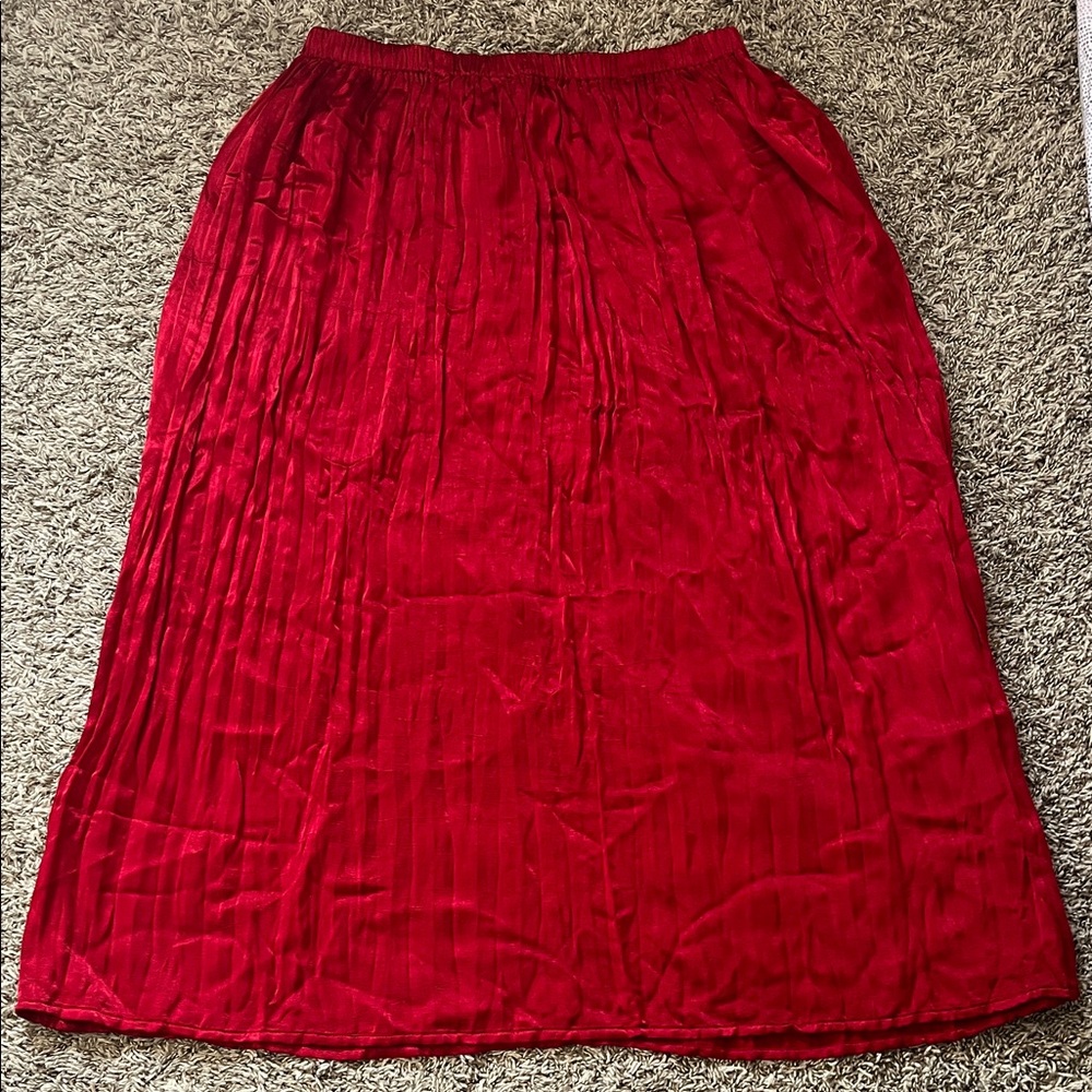 Johnny Was Elegant Red Skirt nylon Maxi Long Stretchable Formal Size Large